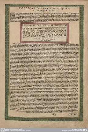Explicatio Partium Majoris et Praecipuae Domus.
