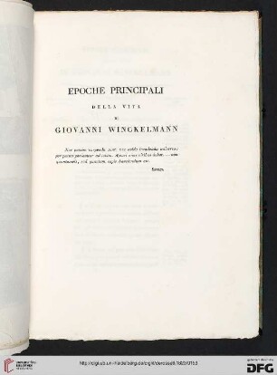 Epoche principali della vita di Giovanni Winckelmann