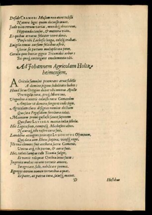 Ad Johannem Agricolam Holtzheimensem.