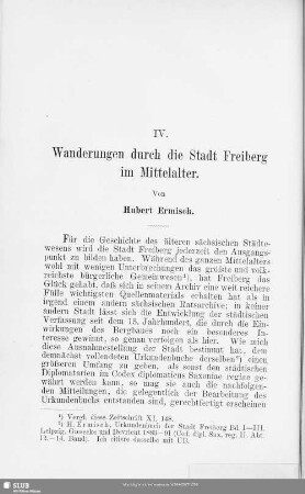 IV. Wanderungen durch die Stadt Freiberg im Mittelalter