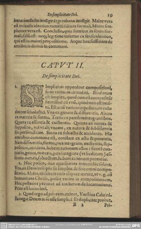 Caput II. De simplicitate Dei