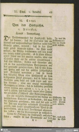 XI. Titul. Von den Handgriffen