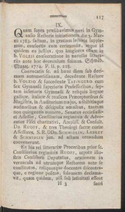 IX. [De initiatione & praesentatione novi Rectoris in Gymnasio]