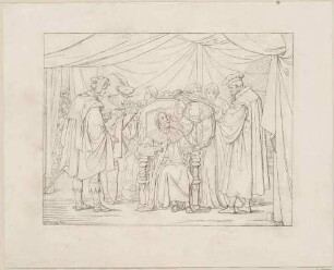 Zu Shakespeares "König Lear", Blatt 11, 4. Akt, 7. Szene: Lear im Sessel erwachend und Cordelia im Zelt