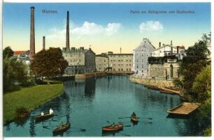Wurzen. Mühlgraben und Stadtmühle mit Ruderkähnen