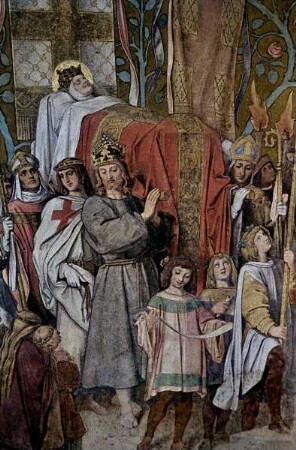 Elisabethzyklus — Die Leiche der heiligen Elisabeth wird von Friedrich II. in die Elisabethkirche zu Marburg überführt