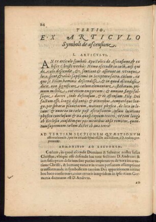 Tertio, Ex Articulo Symboli de ascensione.