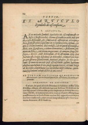 Tertio, Ex Articulo Symboli de ascensione.