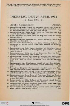 Dienstag, den 25. April 1944. Beginn 15 Uhr (Nr. 1-205)