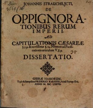 Diss. ... de oppignorationibus rerum Imperii