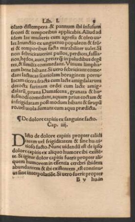 De dolore capitis ex sanguine facto. Cap. iiii.