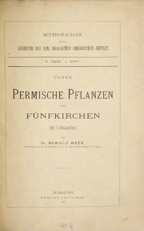 Mittheilungen aus dem Jahrbuch der Königlich Ungarischen Geologischen Anstalt, 5. 1876/78