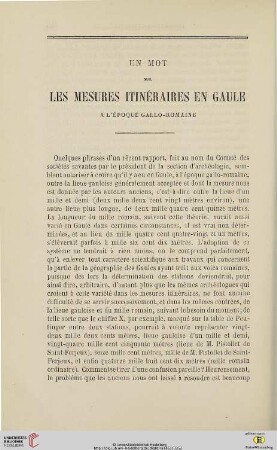 N.S. 7.1863: Un mot sur les mesures itinéraires en Gaule à l'époque gallo-romaine