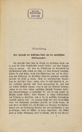 Die christliche Lehre von der menschlichen Vollkommenheit
