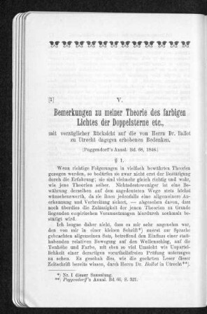 Bemerkungen zu meiner Theorie des farbigen Lichtes der Doppelsterne etc.