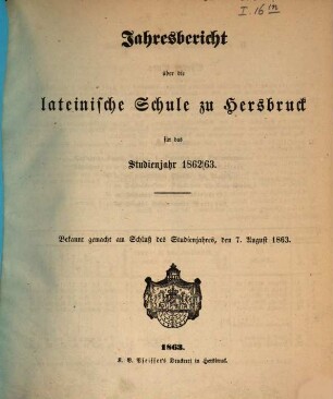Jahresbericht über die Lateinische Schule zu Hersbruck : für das Studienjahr .... 1862/63