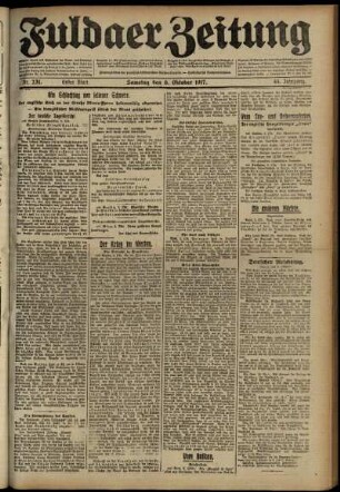 Erste Ausgabe vom Samstag, den 06. Oktober 1917.