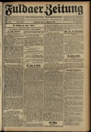 Erste Ausgabe vom Samstag, den 06. Oktober 1917.