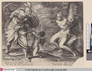 [Minerva bestraft Amor während Venus am Baum gefesselt ist; Venus bound to a tree and Minerva punishing Cupid]