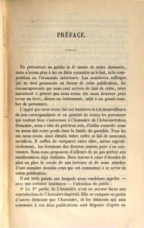 Annuaire de l'administration française, 4. 1861