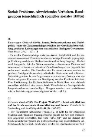 37-50, Abweichendes Verhalten. Randgruppen (einschließlich spezieller sozialer Hilfen)