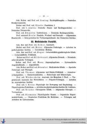 Verzeichnis der Professoren und Privatdocenten