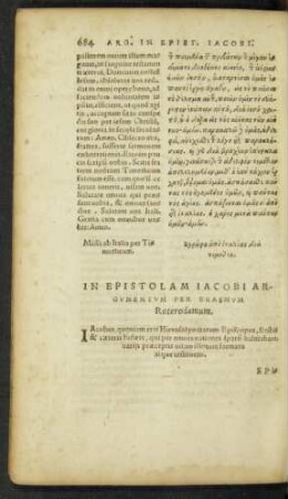 In Epistolam Iacobi Argumentum ...