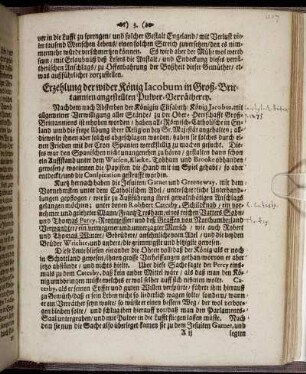 Erzehlung der wider König Jocobum in Groß-Brittannien angestellten Pulver-Verrätherey.