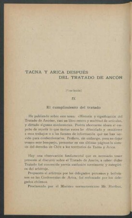 Tacna y Arica después del Tratado de Ancón - (Conclusión)