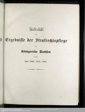 Uebersicht der Ergebnisse der Strafrechtspflege im Königreiche Sachsen auf die Jahre 1866, 1867, 1868