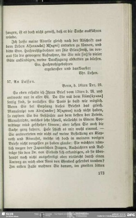 August Wilhelm von Schlegel an Christian Lassen, Bonn, 16.12.1825