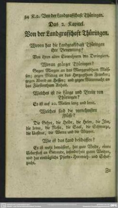 Das 2. Kapitel. Von der Landgrafschaft Thüringen