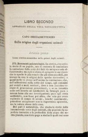 Capo Dieciassettesimo. Sulla origine degli organismi animali