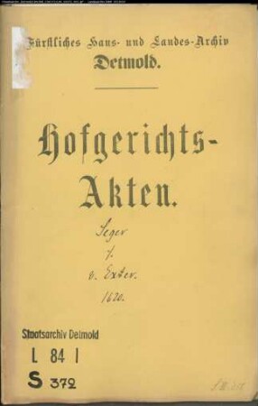 Seger, Anna gegen Simon von Exter - Schuldforderung