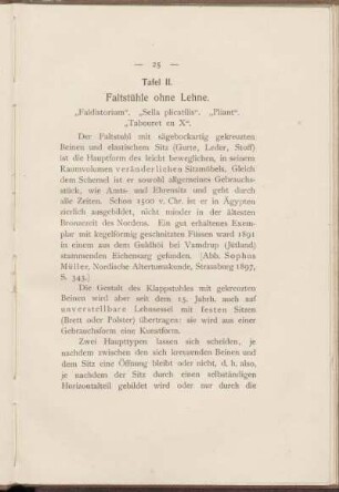 Tafel II. Faltstühle ohne Lehne.