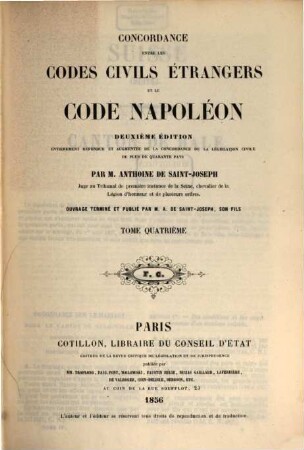 Concordance entre les codes civils étrangers et le Code Napoléon, 4