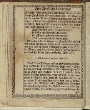 Commendatio personæ defunctæ.