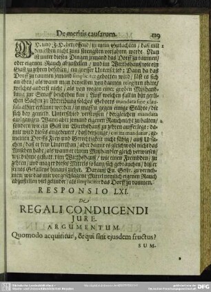 Responsio LXI. De Regali Conducendi Iure
