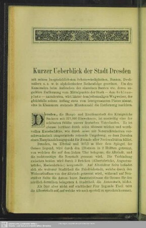 Kurzer Ueberblick der Stadt Dresden