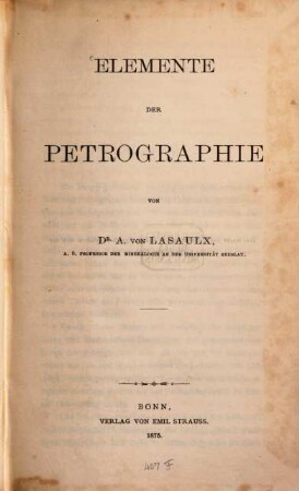 Elemente der Petrographie