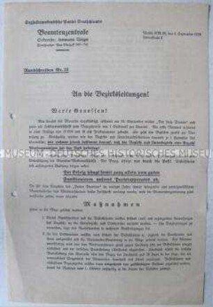 Rundschreiben der Beamtenzentrale der SPD zum Abonnement der Halbmonatsschrift "Der freie Beamte"