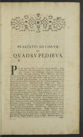 Praefatio Ad Librum De Quadrupedibus.