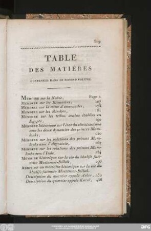 Table Des Matières Contenues Dans Le Second Volume.