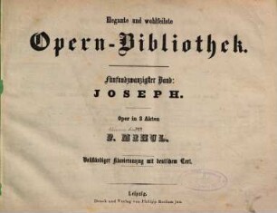 Joseph : Oper in 3 Akten