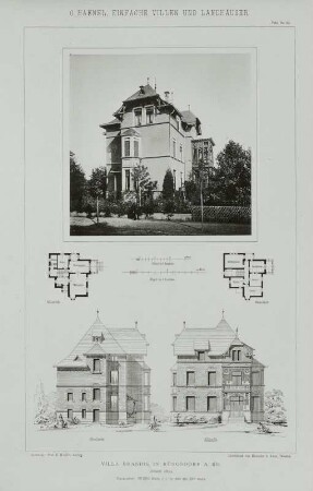 Villa Brandis in Rüngsdorf a. Rh. (erbaut 1893), Tafel 50 (Foto, Grund- und Aufrisse)