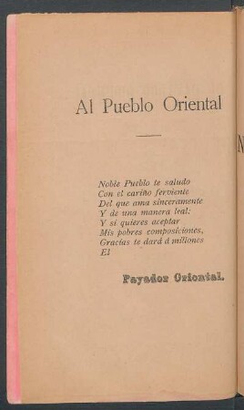 Al pueblo oriental