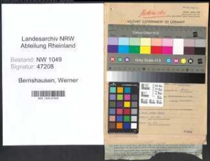 Entnazifizierung Werner Bernshausen , geb. 03.07.1899 (Lehrer)
