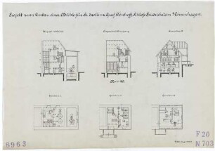 Technische Zeichnung : Projekt zum Umbau einer Mühle für Seine Exzellenz Graf Dönhoff, Schloss Friedrichstein bei Löwenhagen