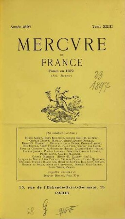 Mercure de France. 23. 1897