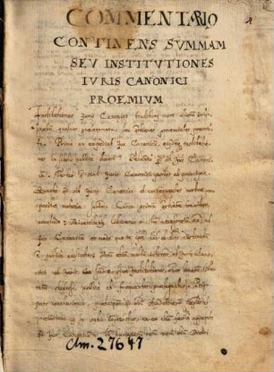 Summa seu constitutiones iuris canonici - BSB Clm 27647